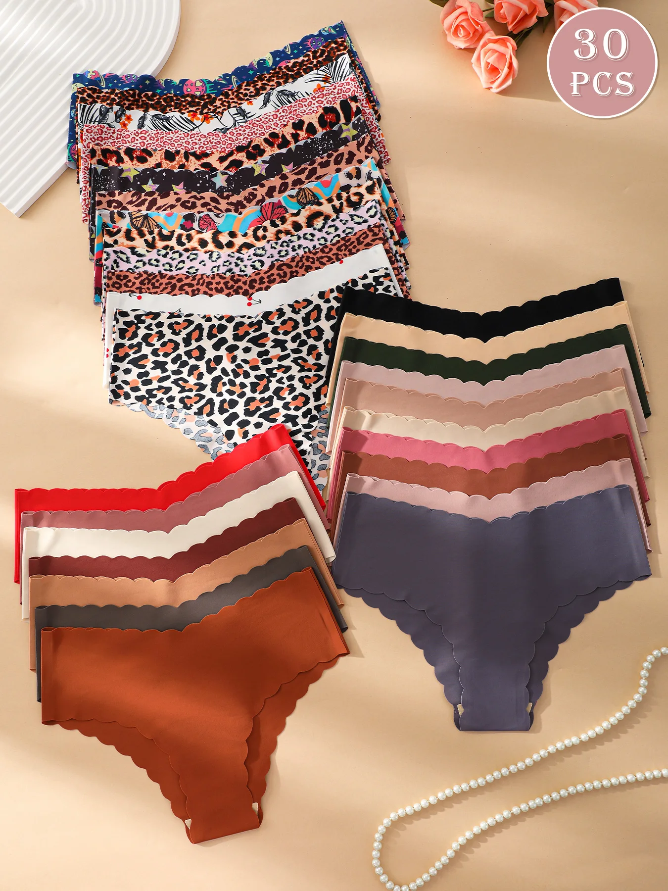 30 Stück/Packung Damen Nahtlose Komfort-Dreieckshöschen Image