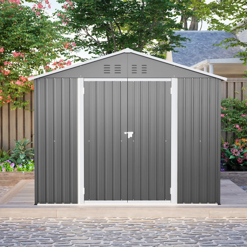 Abri de jardin/chalet 8x6 pieds ​ ​ Abri de jardin / remise. Fabriqué en métal robuste, idéal pour ranger les outils agricoles dans une cour ou un jardin, et peut également servir de remise extérieure