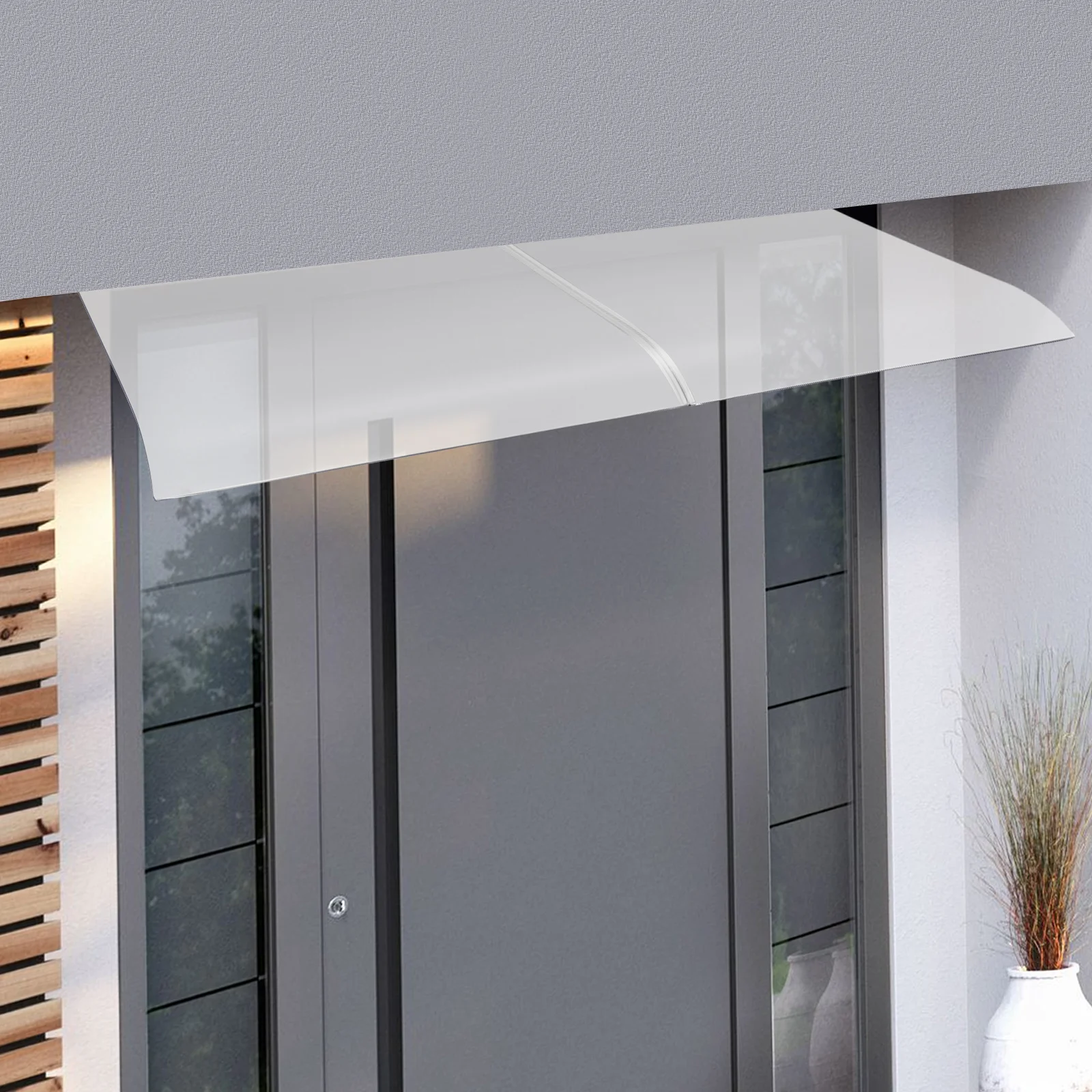 Vordach für Haustür, Transparenter Regenschutz 160x50cm, Rostfrei, UV-Beständig, Schrägdesign, Außenfenster-Markise