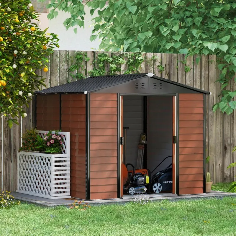 Abri de jardin/chalet 240 x 206 x 198 cm ​ ​ Abri de jardin / remise. Fabriqué en métal robuste, idéal pour ranger les outils agricoles dans une cour ou un jardin, et peut également servir de remise
