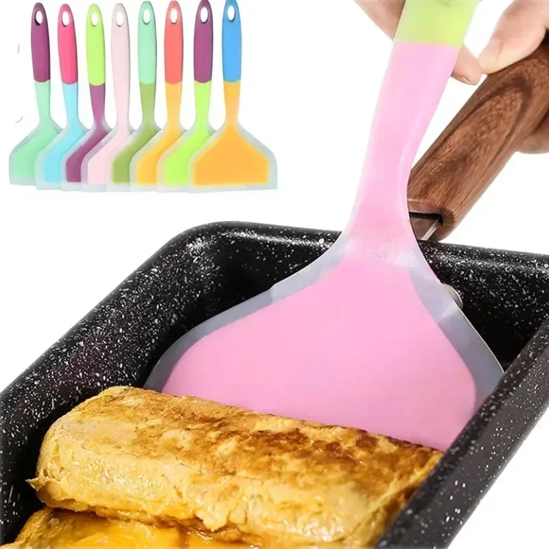 Ustensiles de cuisine en Silicone, ustensiles de cuisine, spatule, viande de bœuf, œuf, grattoir de cuisine large, outils de cuisine pour Pizza, pelle couleur aléatoire 3 pièces