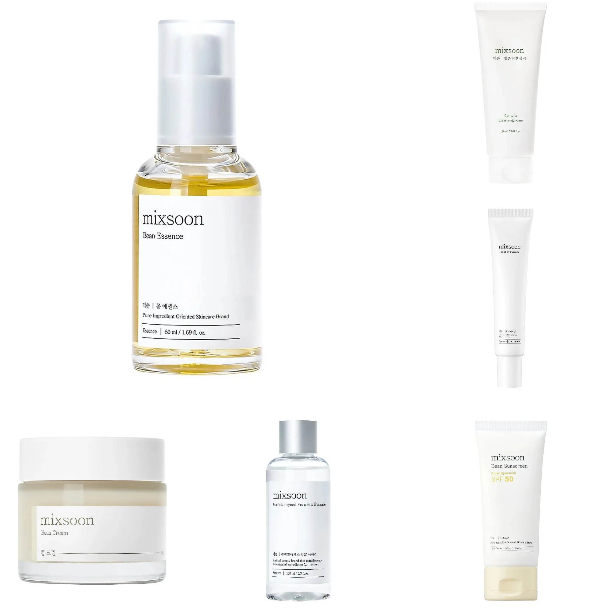 Für Mixsoon Set: Bohnencreme SPF50 Sonnenschutz, Centella Reiniger, Soja-Extrakt Feuchtigkeitsspendende, Beruhigende und Nährende Hautpflege Image