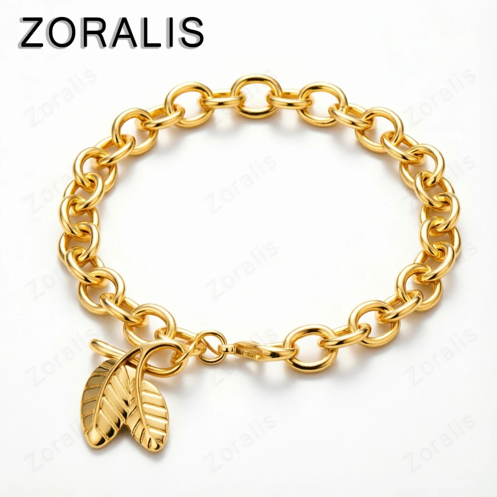 Elegantes 18K Gold Doppelblatt-Armband für Damen, 925er Sterlingsilber-Armbänder, Schmuckzubehör für Hochzeit, Geburtstag, Party. Image