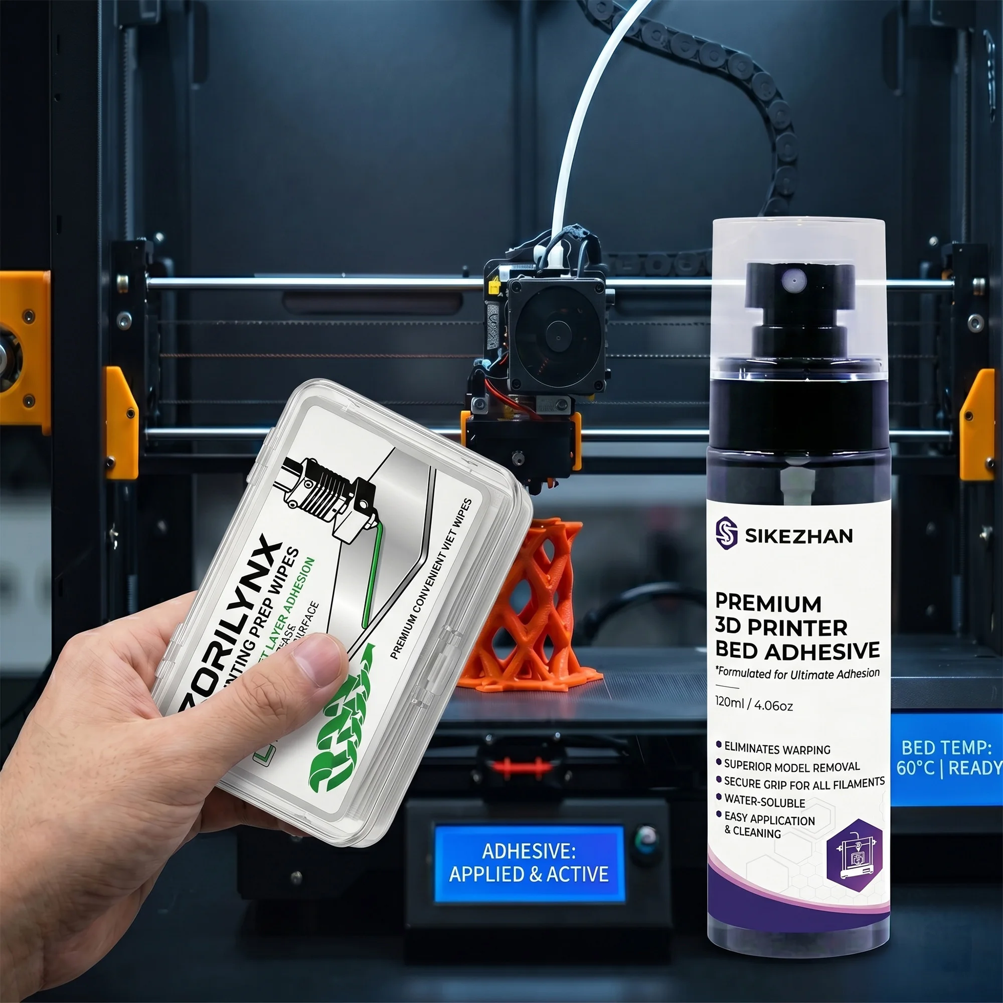 Komplettes 3D-Drucker-Bett-Zubehörset: 120ml Klebespray & Reinigungstücher für Makellose Erste Schicht & Verformungsschutz Image