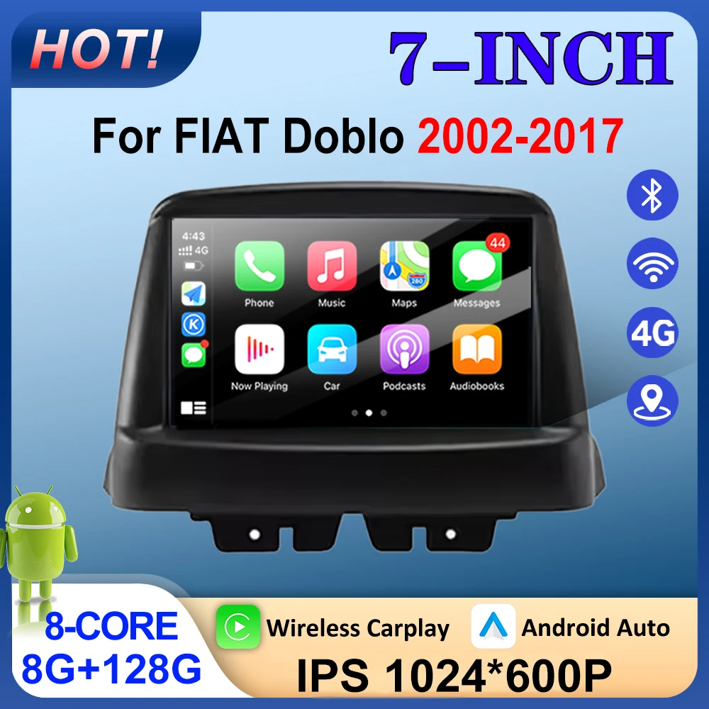 Für FIAT Doblo 2002-2017 Android 16 Eingebautes Kabelloses Carplay Auto-Radio Multimedia-Player GPS-Haupteinheit Image