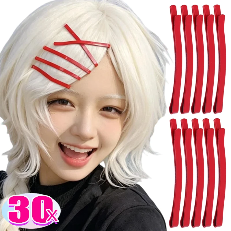 Rote Legierungs-Flachhaarspange Anime Cosplay Haarnadel 65cm Rutschfeste Entenschnabel-Haarspange Perücken-Haarstyling Kostüm Performance Make-up Salon