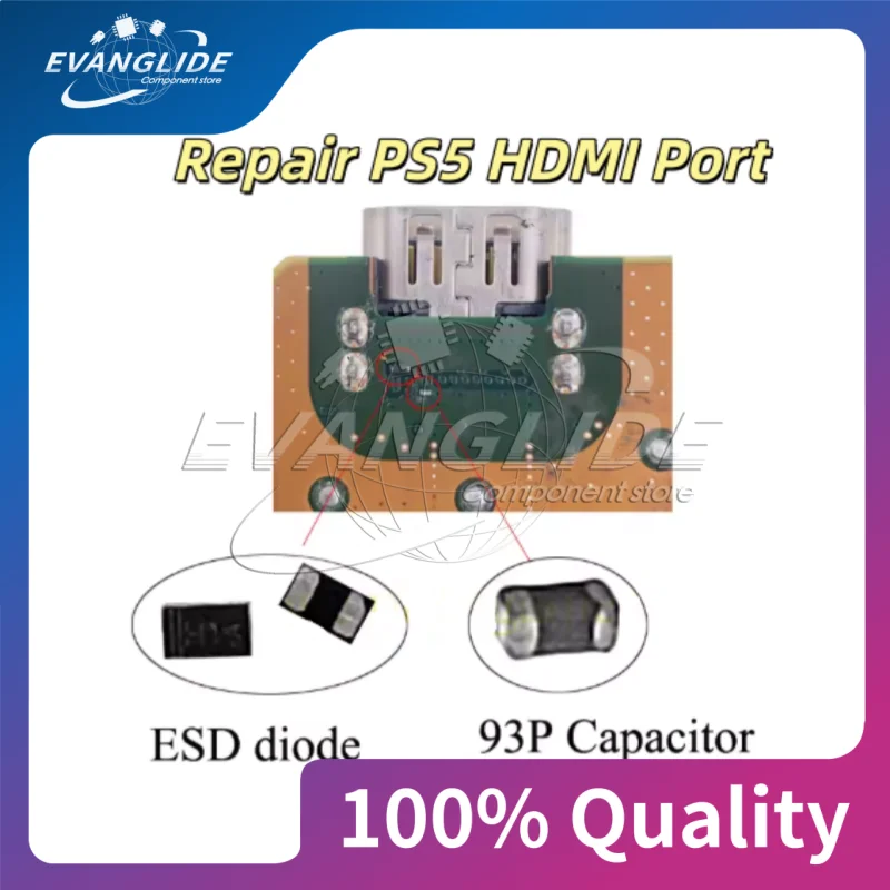 5-100PCS For PlayStation 5 PS5 Backside-HDMI Port Connector Bottom Motherboard ESD Diode 93P Small Capacitor Repair Part
