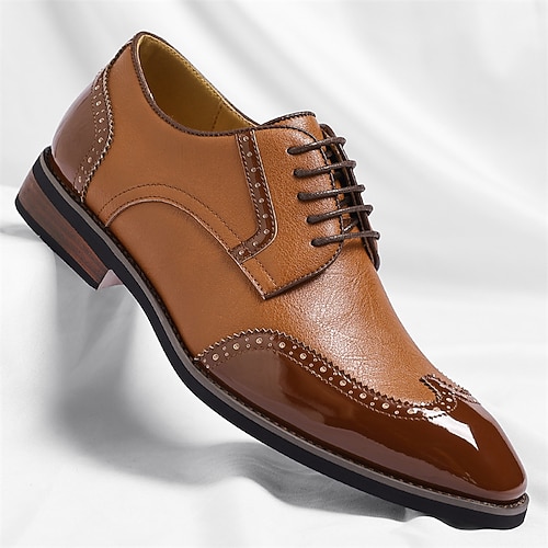 Zweifarbige Oxford-Schnürschuhe für Herren, formelle Schnürschuhe für Business, Hochzeiten, Bankette und Abendveranstaltungen Image