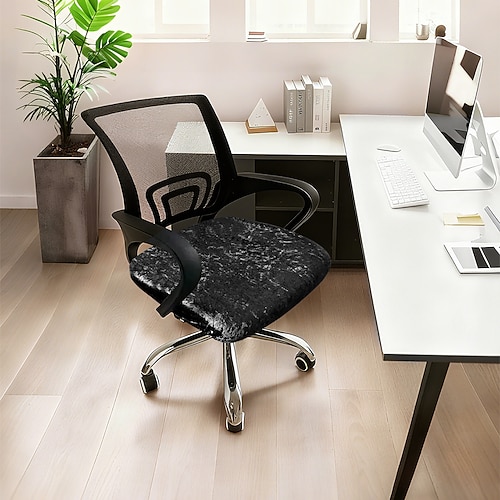Stretch-Bürostuhlbezug aus Diamant-Samt, universeller Stretch-Computerstuhlbezug, staubdichter, waschbarer Sitzkissenbezug für Schreibtischhocker Image