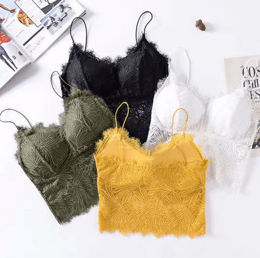 Lace Sleeveless Crop Top Bralette For Womens Summer Fashion white
