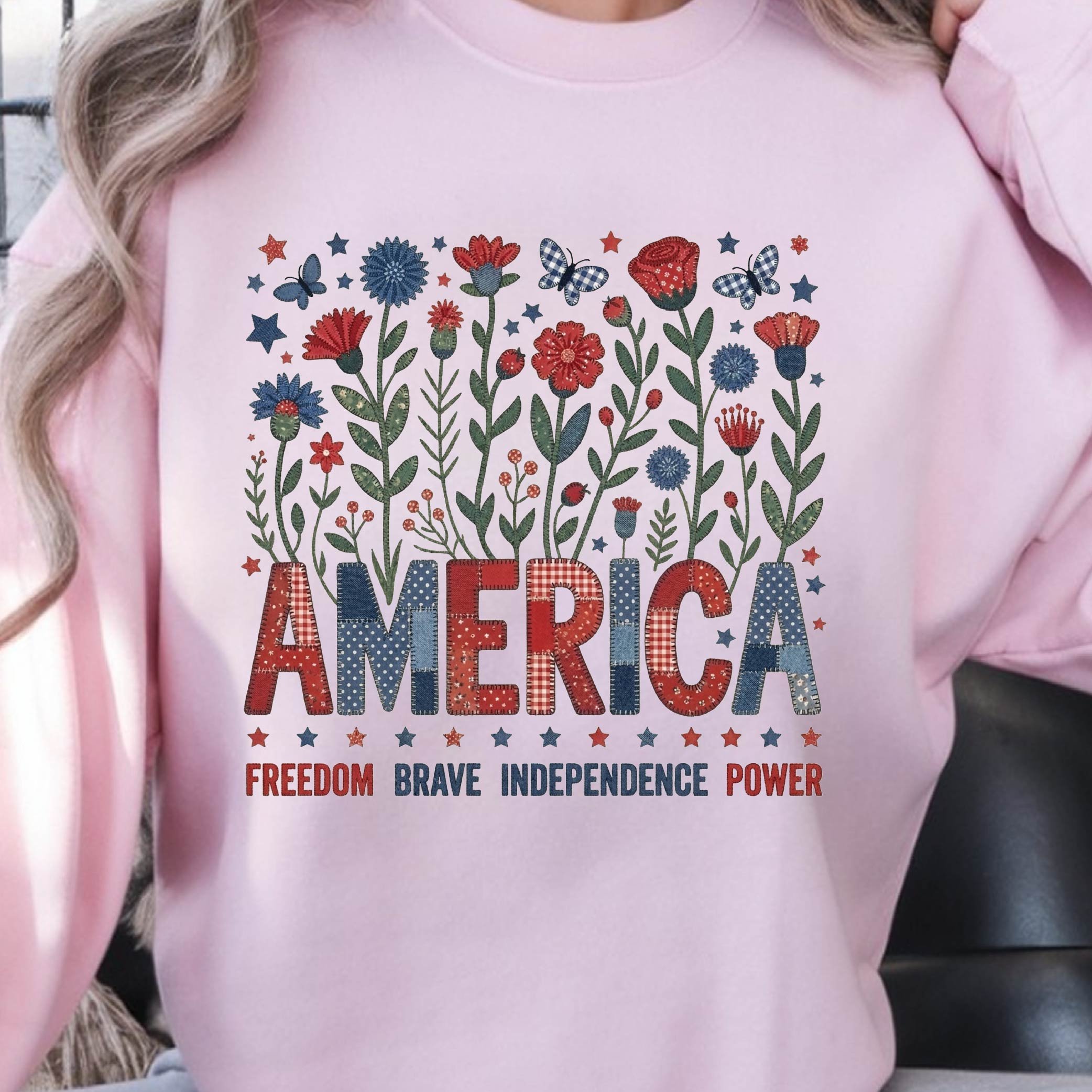Floral America Patriotic 4th Of July Graphic Tee green xl t Shirt