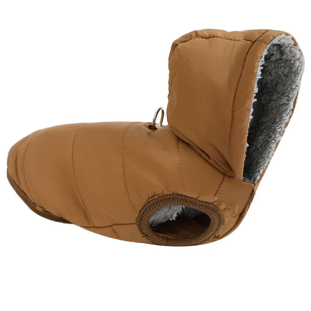 Waterproof Winter Pet Hoodie Jacket Warm Fleece Cat And Small Dog Coat With D Ring brown m