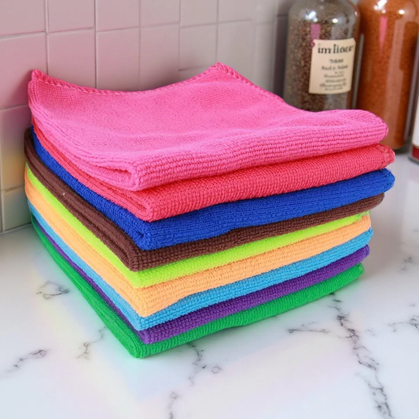 Ultra Absorbent Microfiber Cleaning Cloths Pack Reusable Kitchen & Household Cleaning Towels blue 5pcs