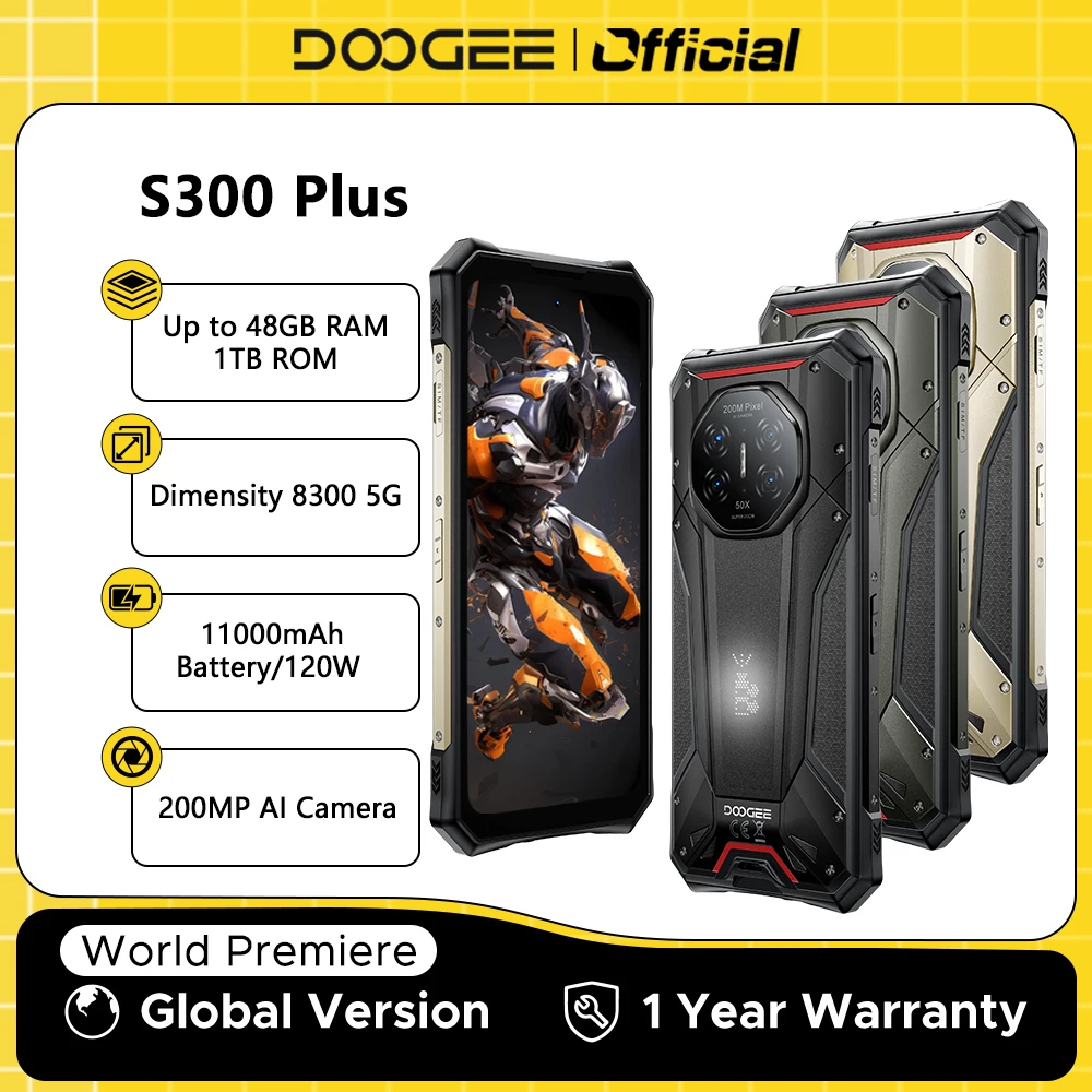 Weltpremiere DOOGEE S300 Plus 5G Outdoor-Smartphone Dimensity 8300 12GB 1TB 11000mAh 120W 6,78'' Bildschirm Android 16 Smartphone NFC Image