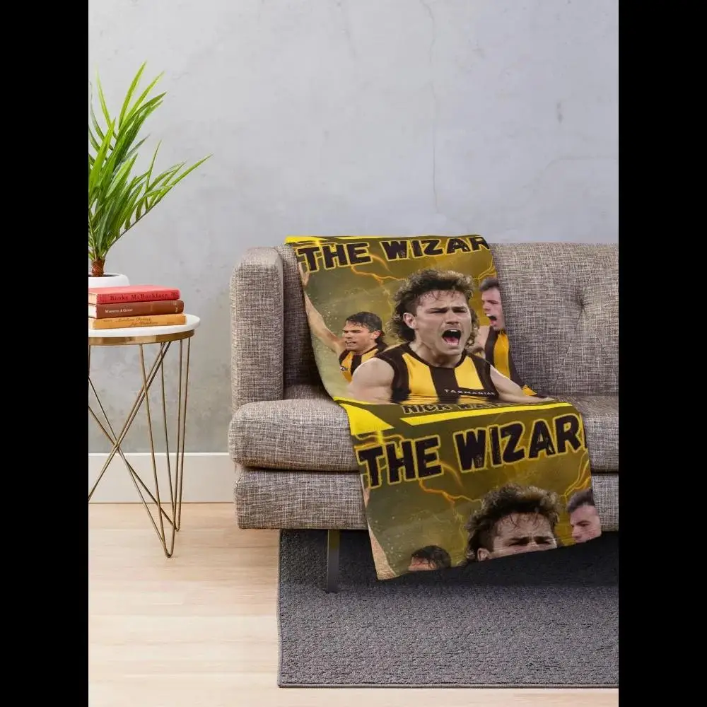 Nick Watson The Wizard Hawthorn Hawks AFL Football-Überwurfdecke, weiches, gemütliches Fleece für Couch oder Bett, perfektes Geschenk für Fans Image