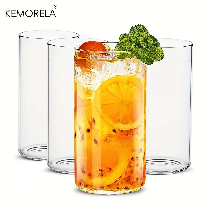 4 Stück 560/440 ml Trinkgläser, dünne Highball-Gläser, klare hohe Glasbecher für Wasser, Saft, Bier, Getränke und Coca
