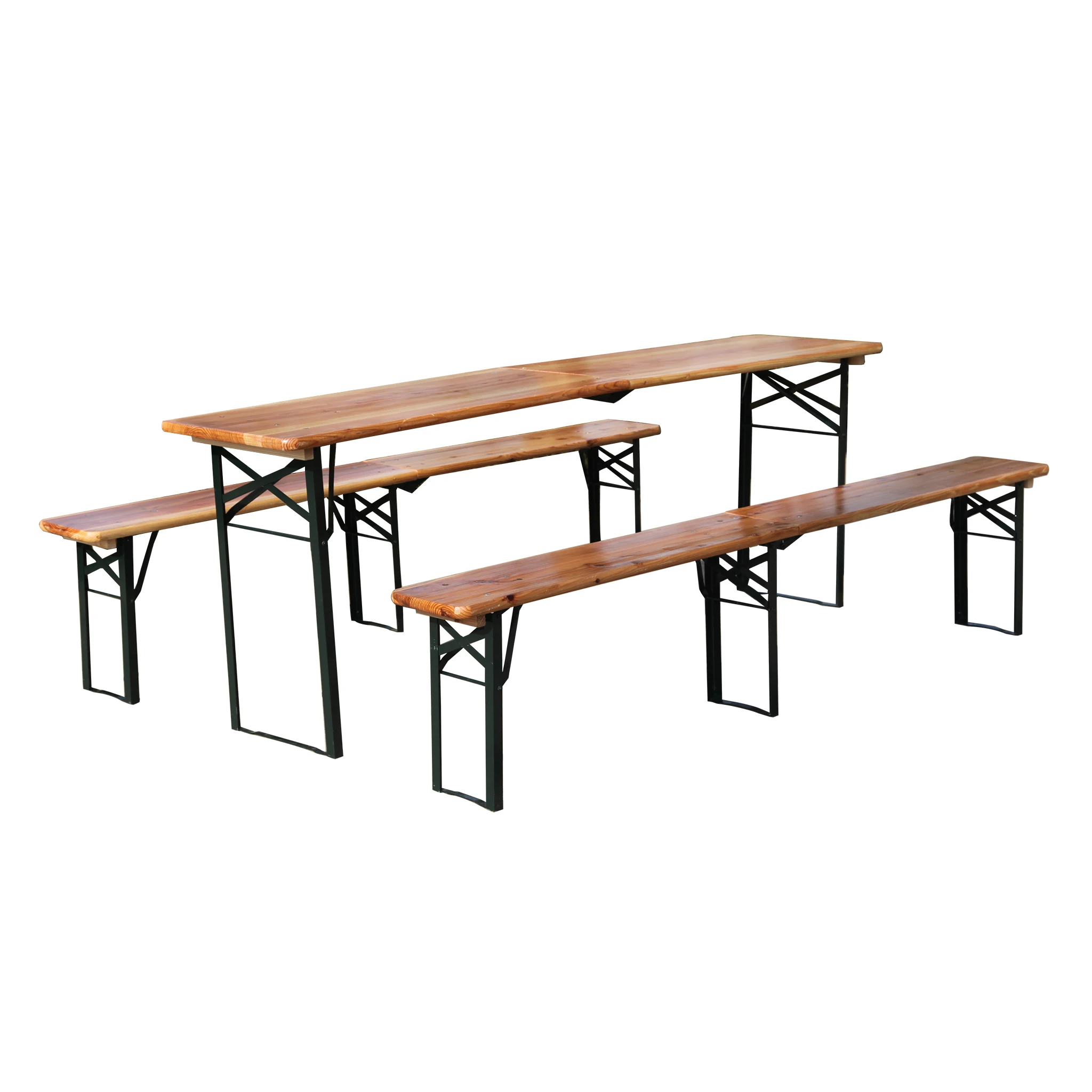 220cm Klappbarer Kiefernholz Biertisch-Set, Wetterfester Massivholz Partyzelt-Tisch Maximale Belastung 200KG für den Garten