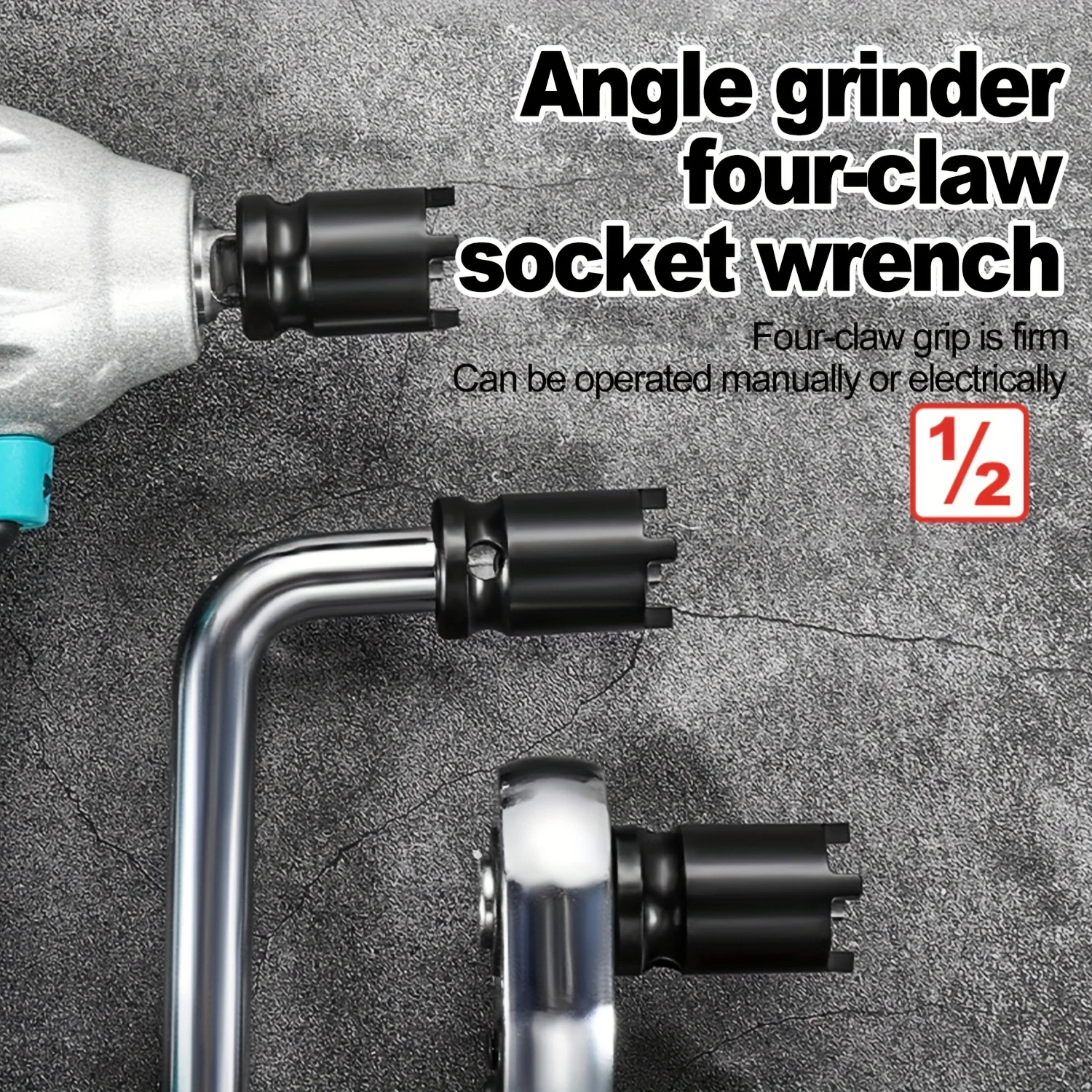1 Stück robuster Vier-Backen-Schleifschlüssel, mechanischer Betrieb, Metallmaterial, Einstellung und Radentfernung, Chrom-Finish Image