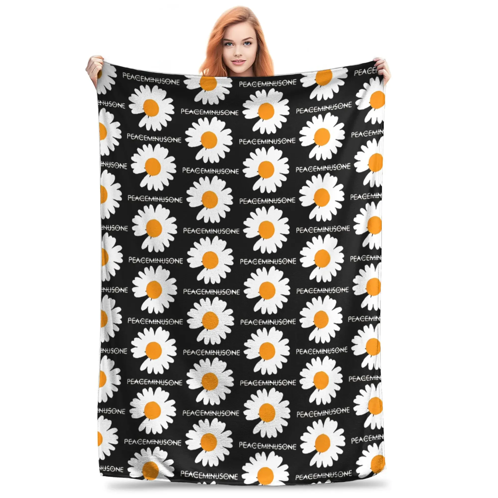 G DRAGON PMO DAISY Plüsch-Überwurfdecke, superwarmes Flanell, individuelle Qualität, Tagesdecke, Geschenk für Kinder im Freien Image