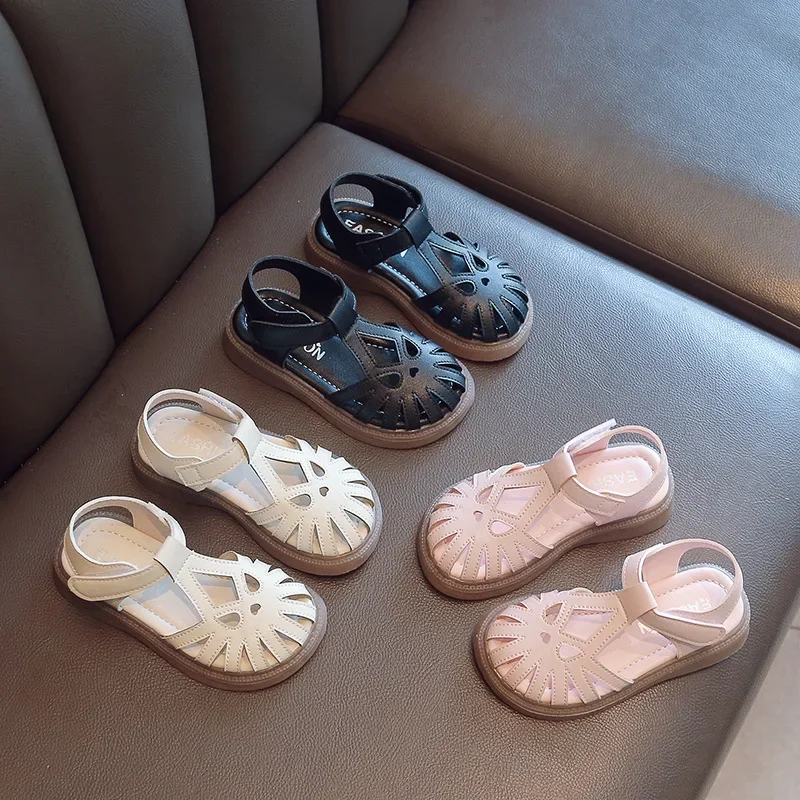 Kinder Schuhe mit weichen Sohlen Sommer T-Riemen geschlossene Zehen kleine Mädchen Prinzessin Mode rutsch feste koreanische Stil Jungen Strands andalen