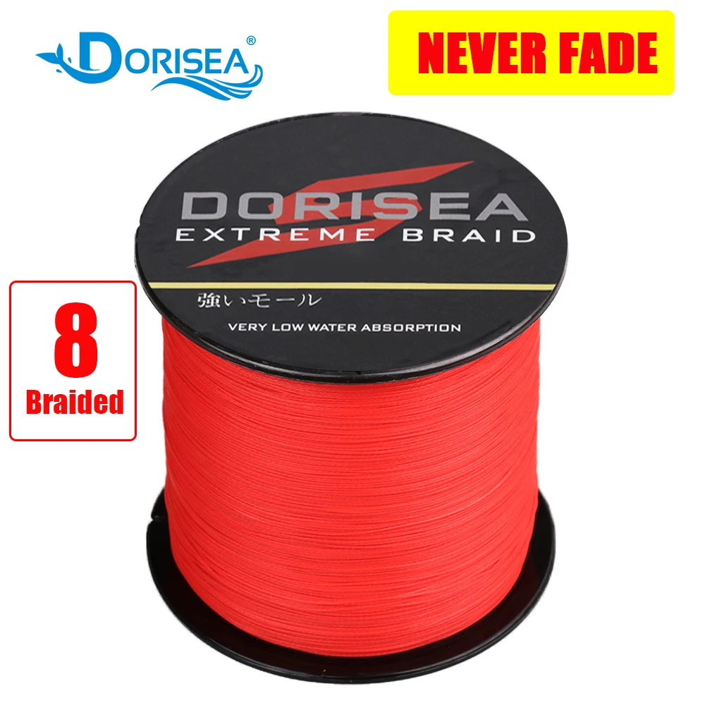 DORISEA „NEVER FADE“ Schwarz Rot 8 Stränge 100 M 300 M 500 M 1000 M 2000 M PE Multifilame geflochtene Angelschnur