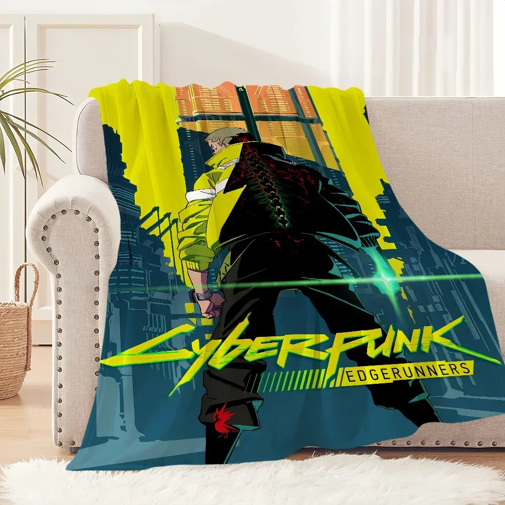 Cyberpunk Edgerunners Decke, weicher, gemütlicher Plüschüberwurf für Wohnzimmer, Büro, Schlafzimmer, perfektes Geburtstagsgeschenk für Kinder und Gamer Image