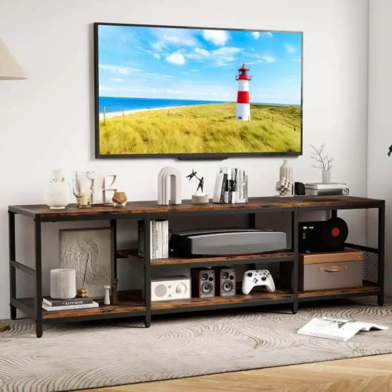 TV-Schrank für Fernseher bis 65 Zoll Freistehender Lowboard-TV-Tisch im Industriedesign