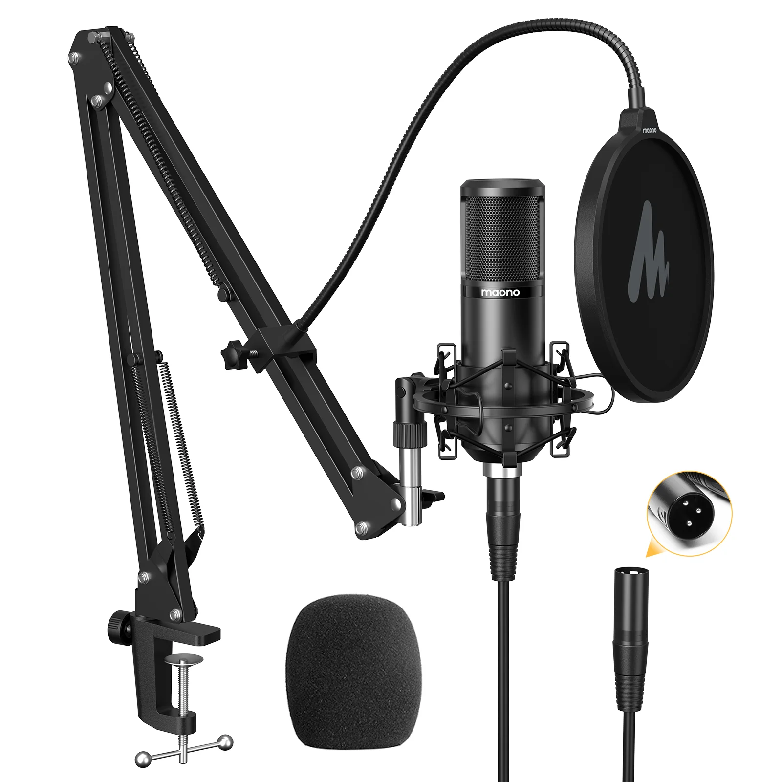 Maono PM320S XLR Kondensatormikrofon-Set, professionelles Nierenmikrofon für Gesangsaufnahmen im Studio, Streaming, Voice-Over und Heimstudio Image