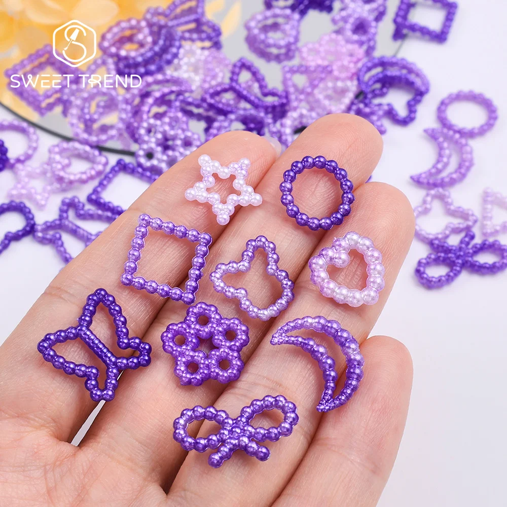 SWEET TREND-1 Set Nagelzubehör 3D Nagelcharms Liebe/Schleife/Pentagramm/Schmetterling Nagelzubehör Hohle Perlen für Maniküre DIY Image