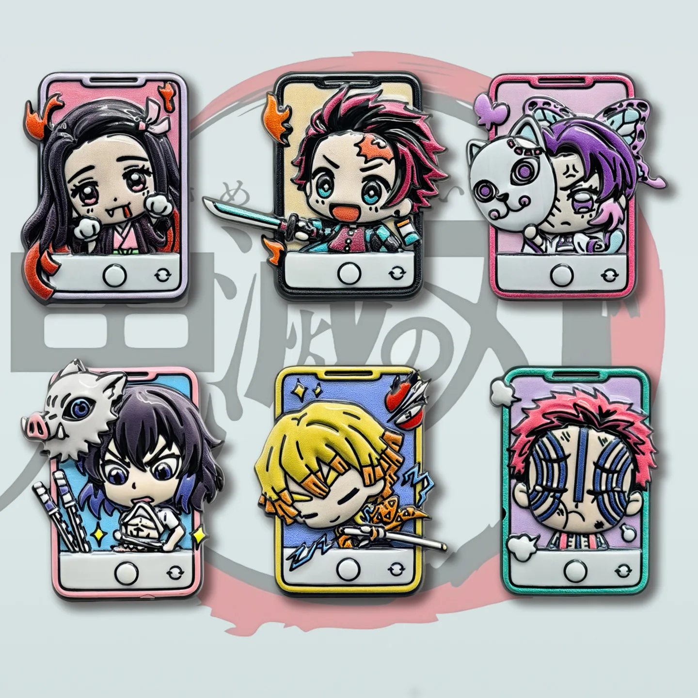 6-teiliges Set Demon Slayer Anime Cosplay Broschen Niedliche Charakter-Anstecknadeln Kleidung Rucksack Revers-Abzeichen Schmuck Accessoires Geschenke Image