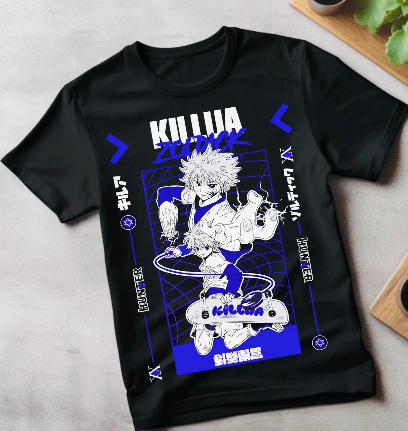 Hunter X Hunter Killua Zoldyck Godspeed Retro Anime Manga Grafik T-Shirt Streetwear Baumwolle Oversized Tee