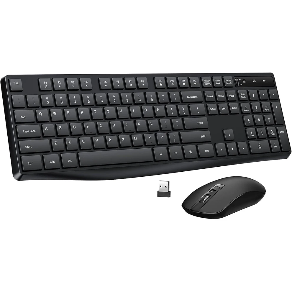 Kabellose Tastatur- und Maus-Kombination, 2,4 G große ergonomische Tastaturmaus in voller Größe, 3 DPI einstellbare kabellose USB-Tastatur und Maus Image