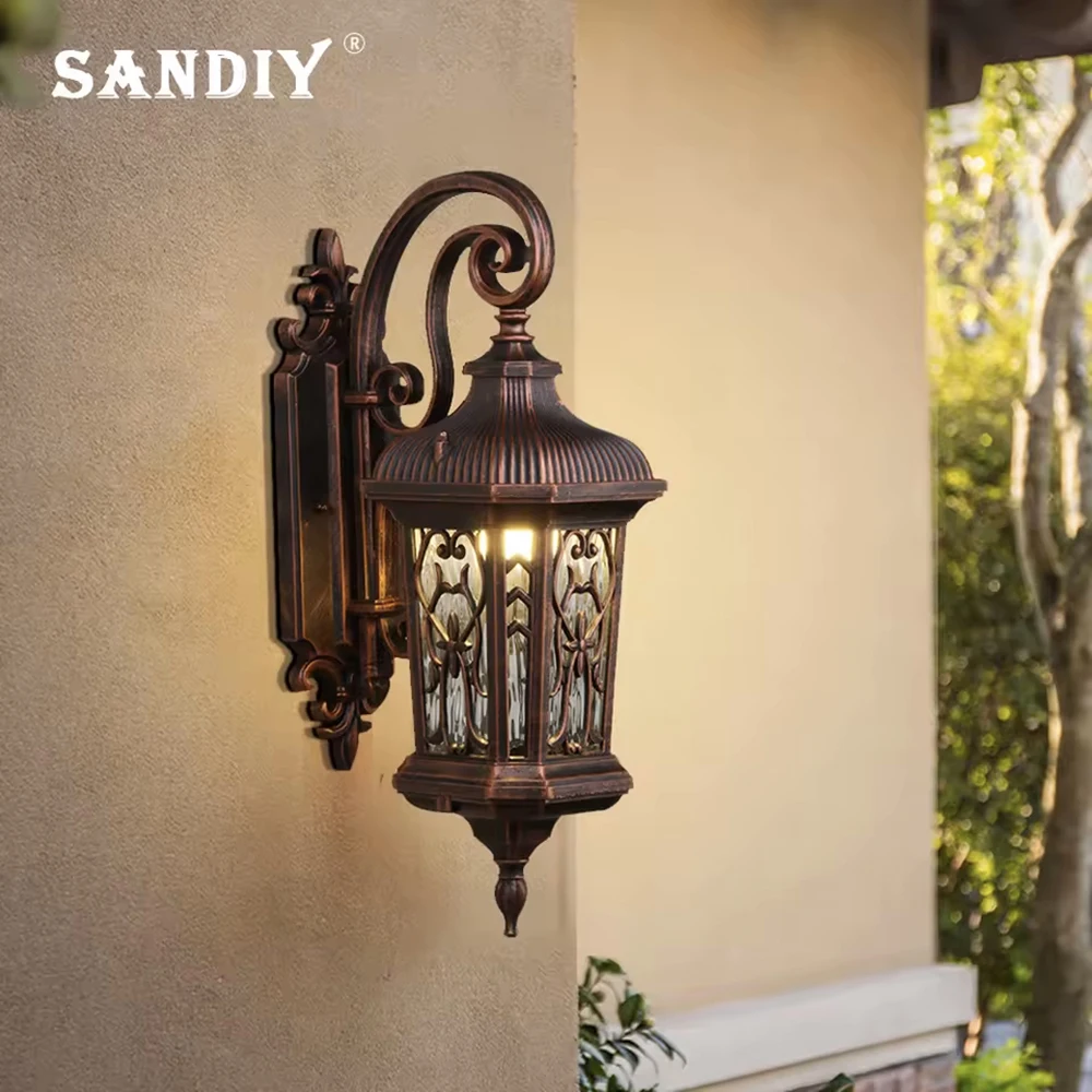 SANDIY Veranda-Licht für den Außenbereich, Retro-LED-Lampe, wasserdichte Wandhalterung, Gartenleuchte für Landhaus, Tor, Terrasse, Außenleuchte