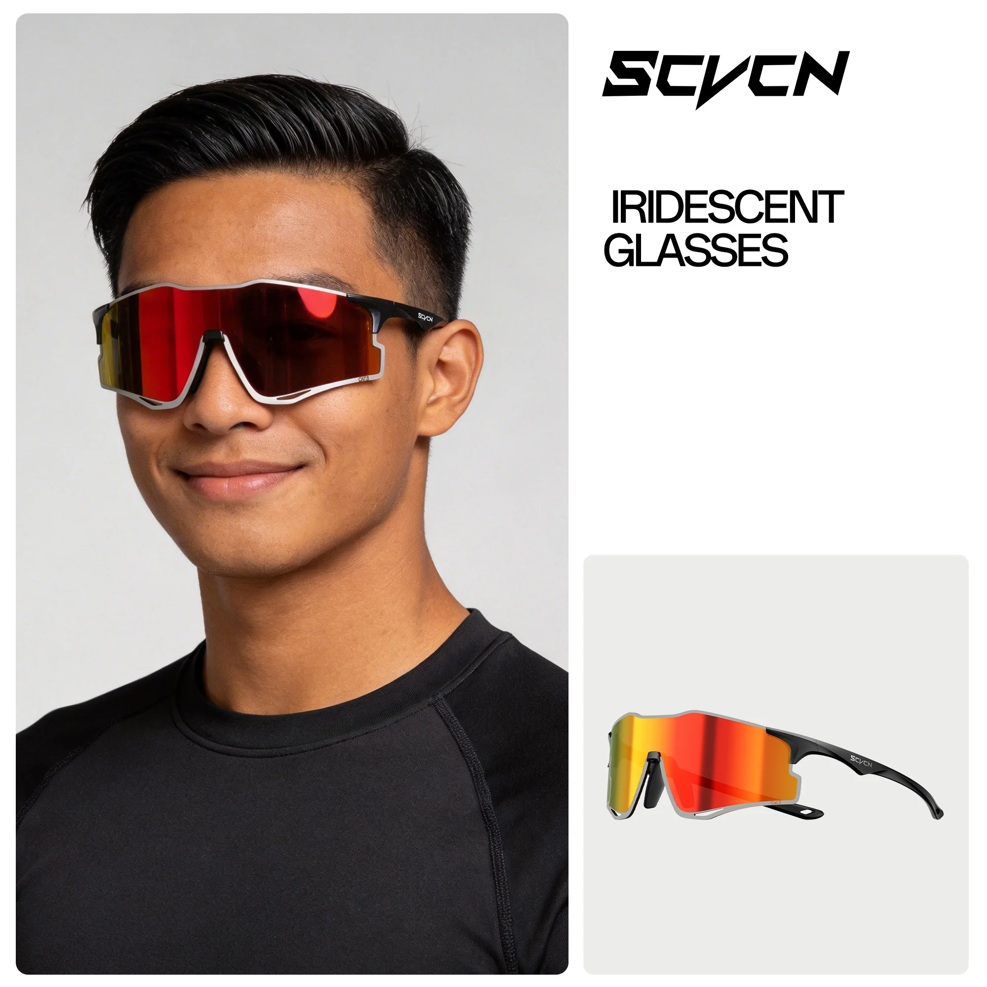 SCVCN Photochrome Kletterbrille für Outdoor-Sportarten, Radfahren, UV400-Schutz, Wanderbrille für Männer und Frauen, Marathon- und Wanderbrille Image
