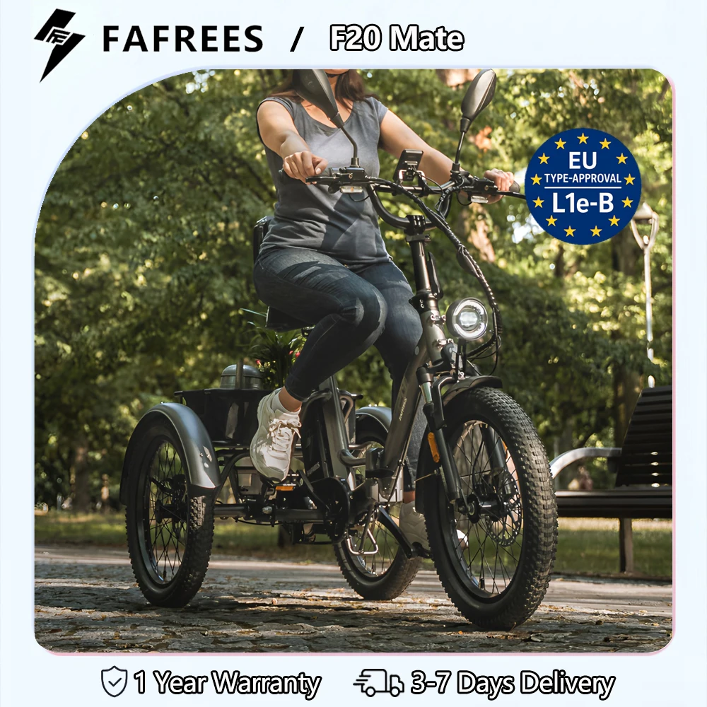 Fafrees F20 Mate Faltbares Elektro-Dreirad für Erwachsene, 20 x 3,0 Zoll Lasten E-Bike 500W mit 48V 21Ah/23,45Ah Akku, 30 km/h und 65-85 km Reichweite Image