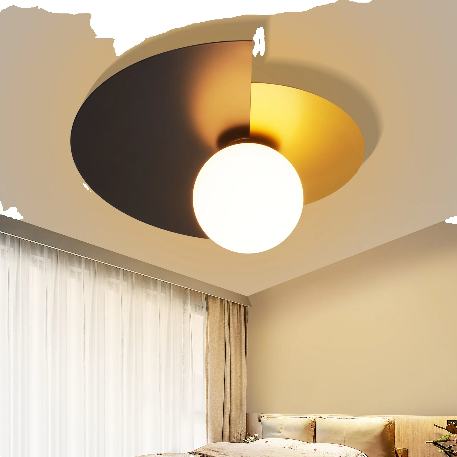 Wandleuchte Innen Wandlampe Schlafzimmer - Flurlampe Schwarzgold Flur Vintage Wandbeleuchtung Glas und Metall Modern Design E14 Nachttischlampe für Treppenhaus Bett Hotel Gang (ohne Leuchtmittel)