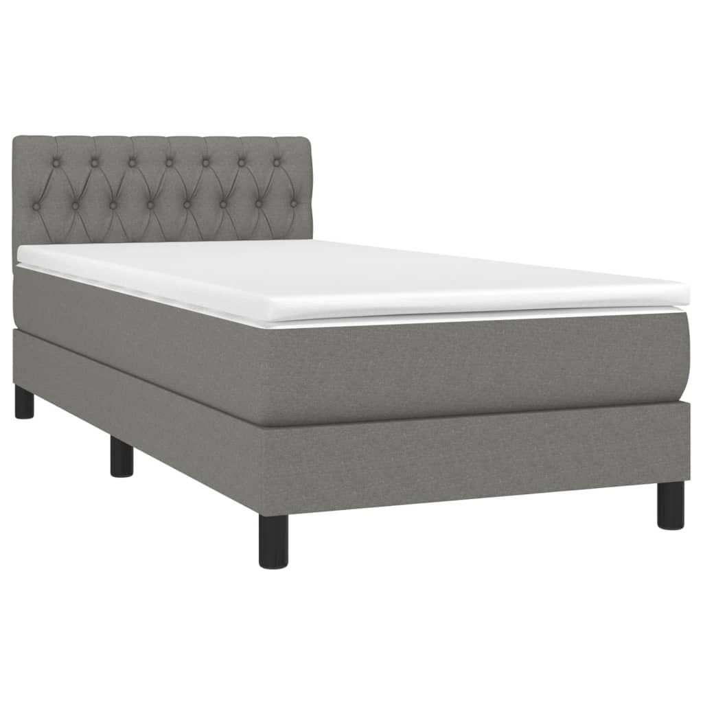 Décoshop26 - LED-Bettgestell mit Lattenrost Kopfteil und Matratze (100x200 cm) in dunkelgrauem Stoff TDL0208433 Image