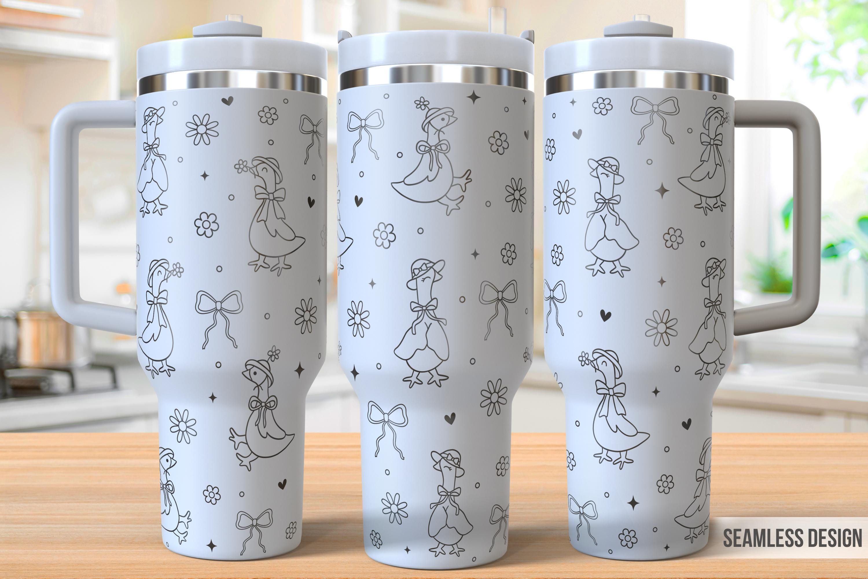 Bicchiere da 40 oz con incisione laser, bicchiere con fiocco e oca, incisione laser in formato SVG, incisione laser in formato SVG da 40 oz, incisione
