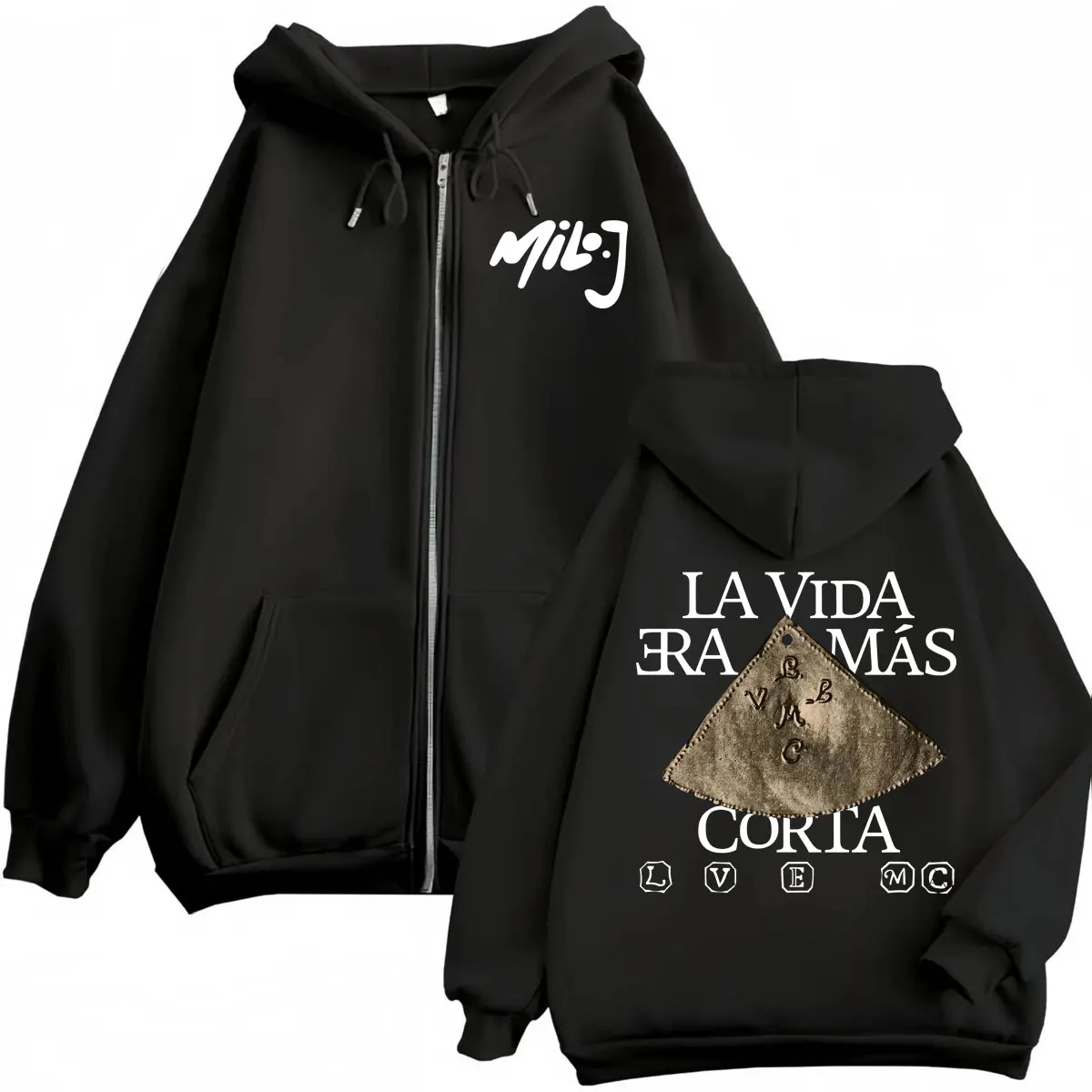Rapper Milo J La Vida Era Mas Corta Merch Zipper Hoodie Mode Hip Hop Zip Up Sweatshirt Herren Damen Casual Fleece Pullover Image