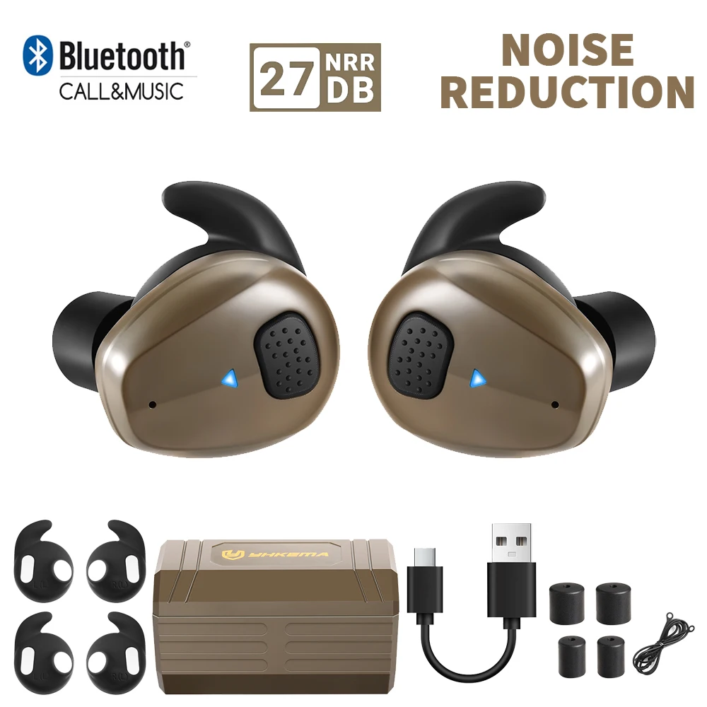 YHKEMA EB10 Gehörschutz für elektronisches Schießen, TacticalNRR 27 dB Bluetooth-Geräuschunterdrückung, Schallverstärkung, Ohrenschützer, Ohrhörer Image