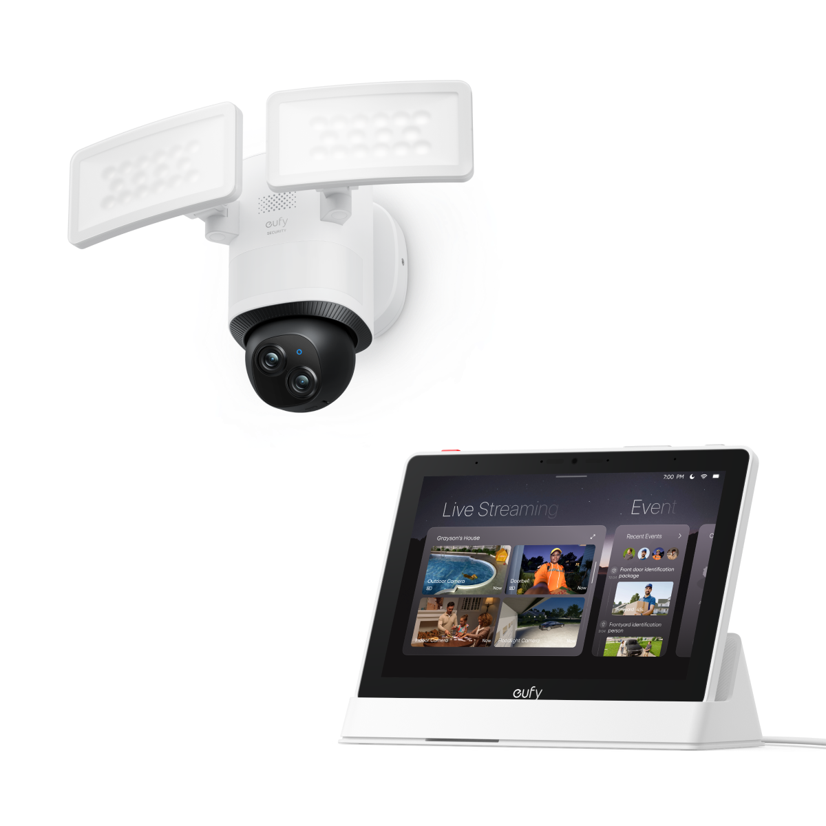 eufy Floodlight Camera E340 + eufy Smart Display E10 White