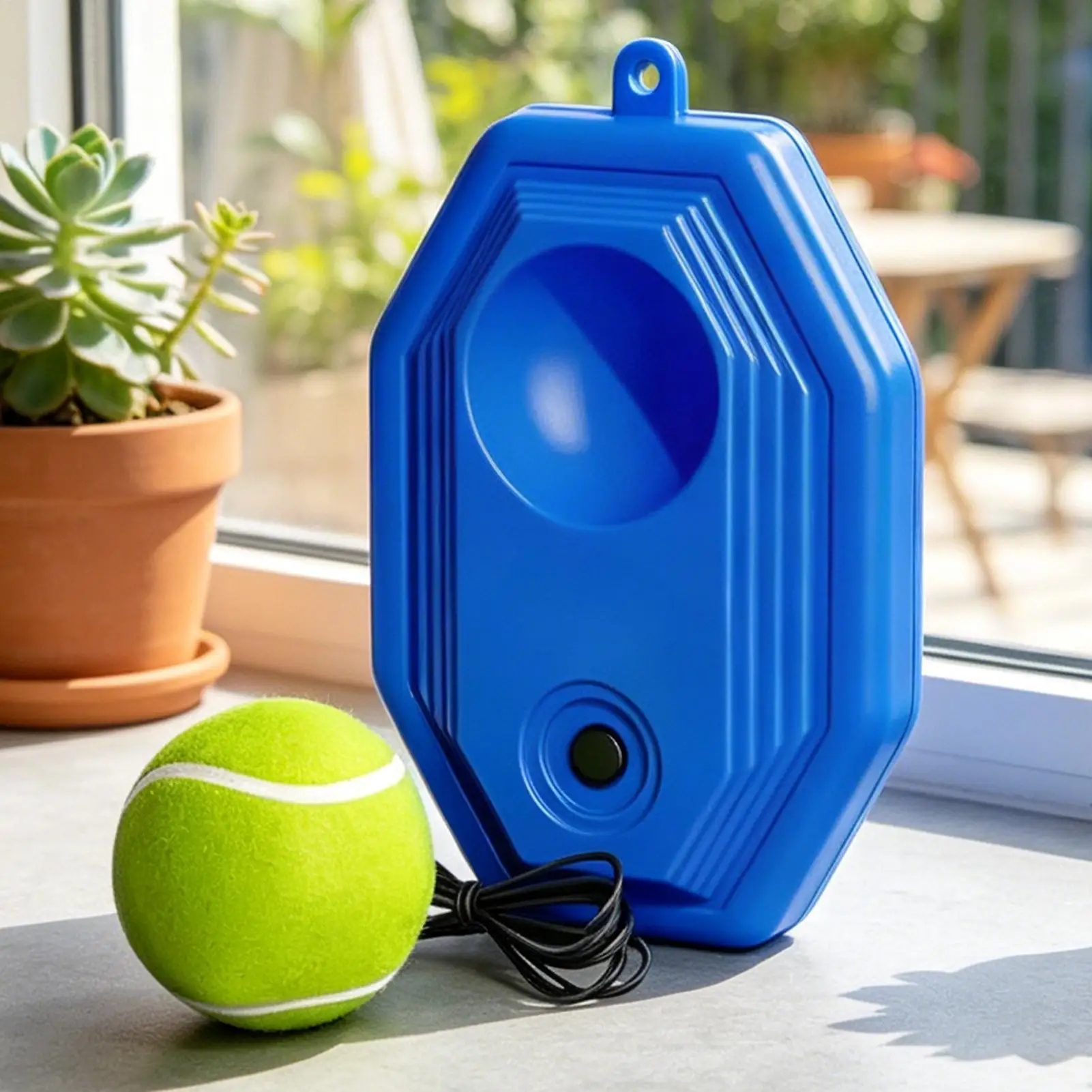 Tennis Solo-Übungsgerät mit Rückprallnetz, Balltrainer für Reaktionsgeschwindigkeit, Trainingsspiel für Garten, Strand, Zuhause, für Erwachsene und Kinder Image
