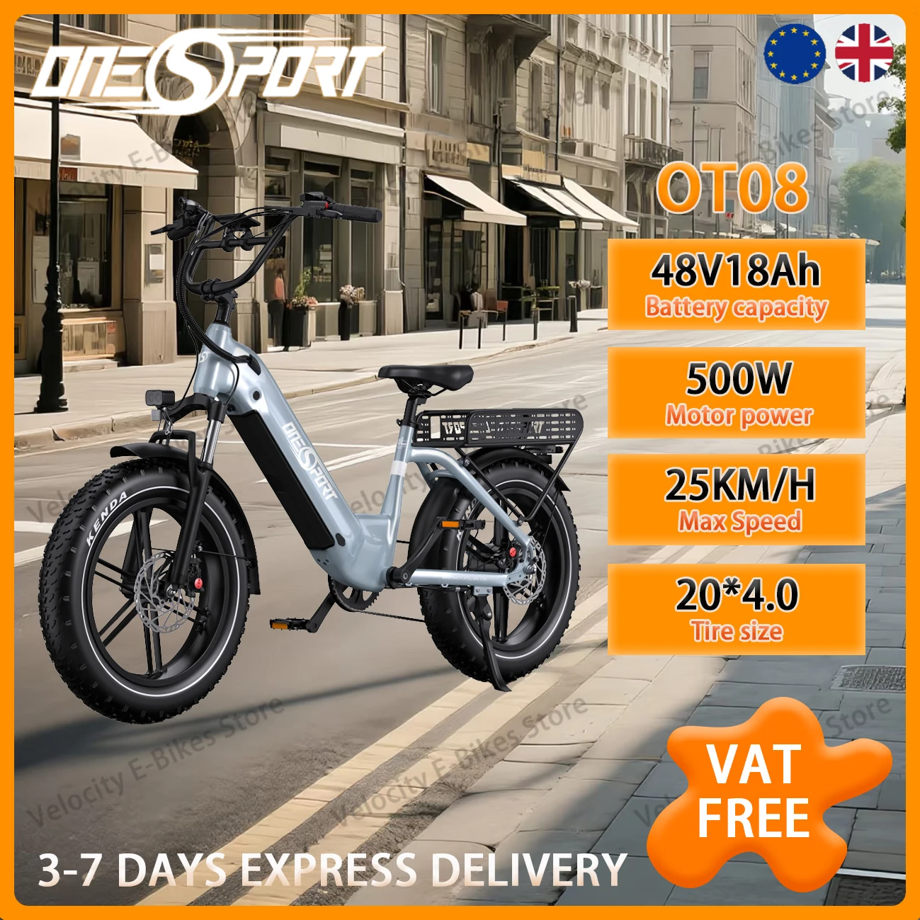 ONESPORT OT08 E-Bike 500W Motor 48V18AH Akku 80KM Maximale Reichweite Hydraulische Bremse Elektrofahrrad 20 Zoll Fat Tire E-Bike Image