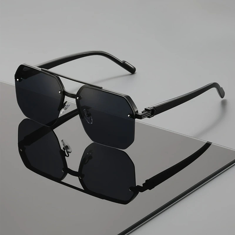 Modische Business-Sonnenbrille mit Doppelbrücke, UV-beständige neutrale Sonnenbrille, geeignet für den täglichen Gebrauch. Image