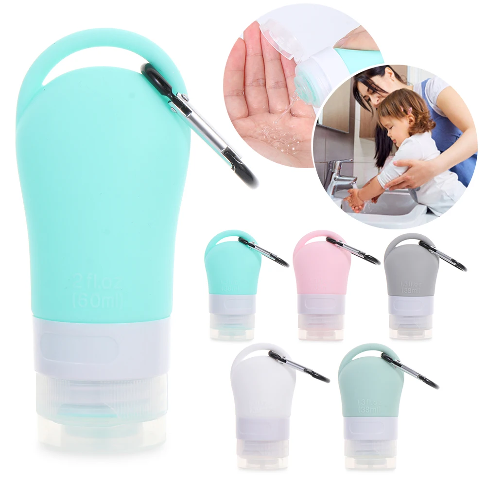 38/60 ml tragbare Mini-Silikon-Nachfüllflasche, Reiseflasche mit Schlüsselanhänger für Lotion, Shampoo, Quetschflasche Image