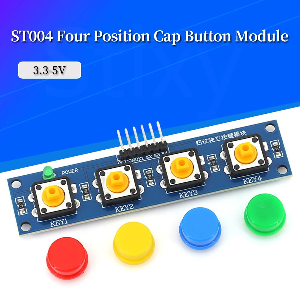 4-Tasten-Touch-Tastenmodul mit Hut- und LED-Anzeige, Tastaturmodul, hoher Ausgangsniveau für Arduino oder Raspberry Pi Image