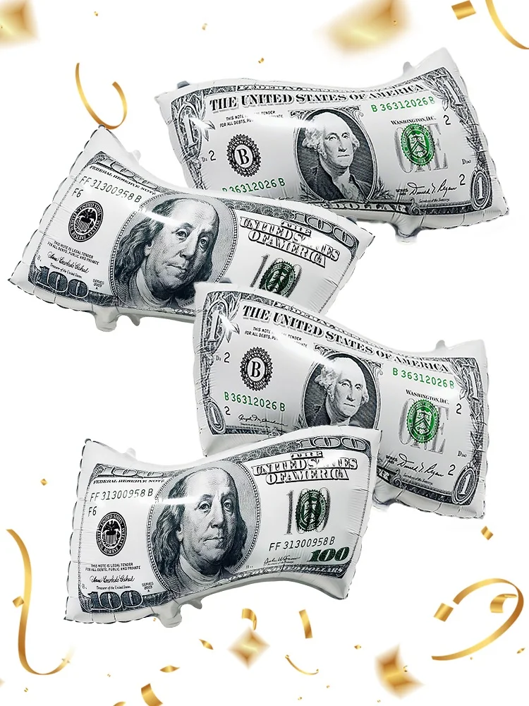 2/4 Stück Geld-Banknotenballons, große wiederverwendbare Dollar-Fälschungsballons, für Geburtstagsdekoration, Dollar-Schein-Partyball Image