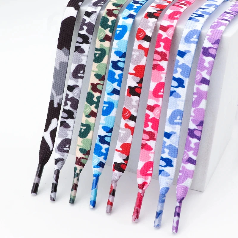 Flache Schnürsenkel für Sneaker, bunte Schuhbänder mit Camouflage-Print, Schnürsenkel für Herren- und Damenschuhe, Freizeitschuhe.