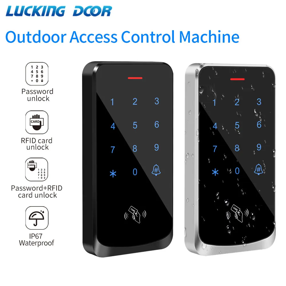 IP68 Wasserdichte Touch-Hintergrundbeleuchtung Zugangskontrolltastatur RFID 125 KHz EM Outdoor-Zugangstastatur Türschlossöffner Wiegand Reader Image