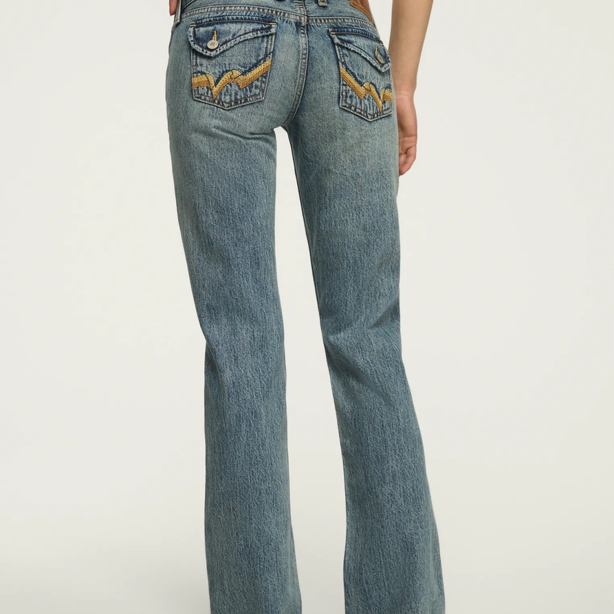 Lucky Brand Ultra Low Rise Lil Maggie Flare - Women's Pants Denim Flare Flared Jeans in Blog It Wash, Size 24 x 30 - Lucky Brand